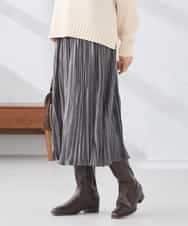 K3HBD17059 a.v.v Elmi(アー・ヴェ・ヴェ) 【低身長サイズ】フェイクスエードランダムプリーツスカート【洗える】 ライトピンク