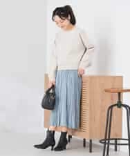 K3HBD17059 a.v.v Elmi(アー・ヴェ・ヴェ) 【低身長サイズ】フェイクスエードランダムプリーツスカート【洗える】 ライトピンク