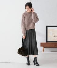 K3HBD18069 a.v.v Elmi(アー・ヴェ・ヴェ) 【低身長サイズ】レザープリーツスカート【洗える】 ダークグレー