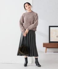 K3HBD18069 a.v.v Elmi(アー・ヴェ・ヴェ) 【低身長サイズ】レザープリーツスカート【洗える】 ダークグレー