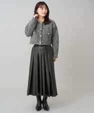 K3HBD18069 a.v.v Elmi(アー・ヴェ・ヴェ) 【低身長サイズ】レザープリーツスカート【洗える】 ダークグレー