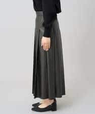 K3HBD18069 a.v.v Elmi(アー・ヴェ・ヴェ) 【低身長サイズ】レザープリーツスカート【洗える】 ダークグレー