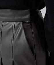 K3HBD18069 a.v.v Elmi(アー・ヴェ・ヴェ) 【低身長サイズ】レザープリーツスカート【洗える】 ダークグレー