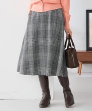 K3HBD19059 a.v.v Elmi(アー・ヴェ・ヴェ) 【低身長サイズ】チェック柄フレアスカート ブラック系