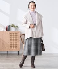 K3HBD19059 a.v.v Elmi(アー・ヴェ・ヴェ) 【低身長サイズ】チェック柄フレアスカート ブラック系