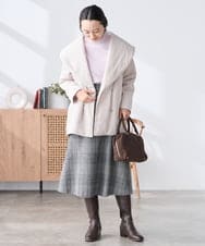 K3HBD19059 a.v.v Elmi(アー・ヴェ・ヴェ) 【低身長サイズ】チェック柄フレアスカート ブラック系