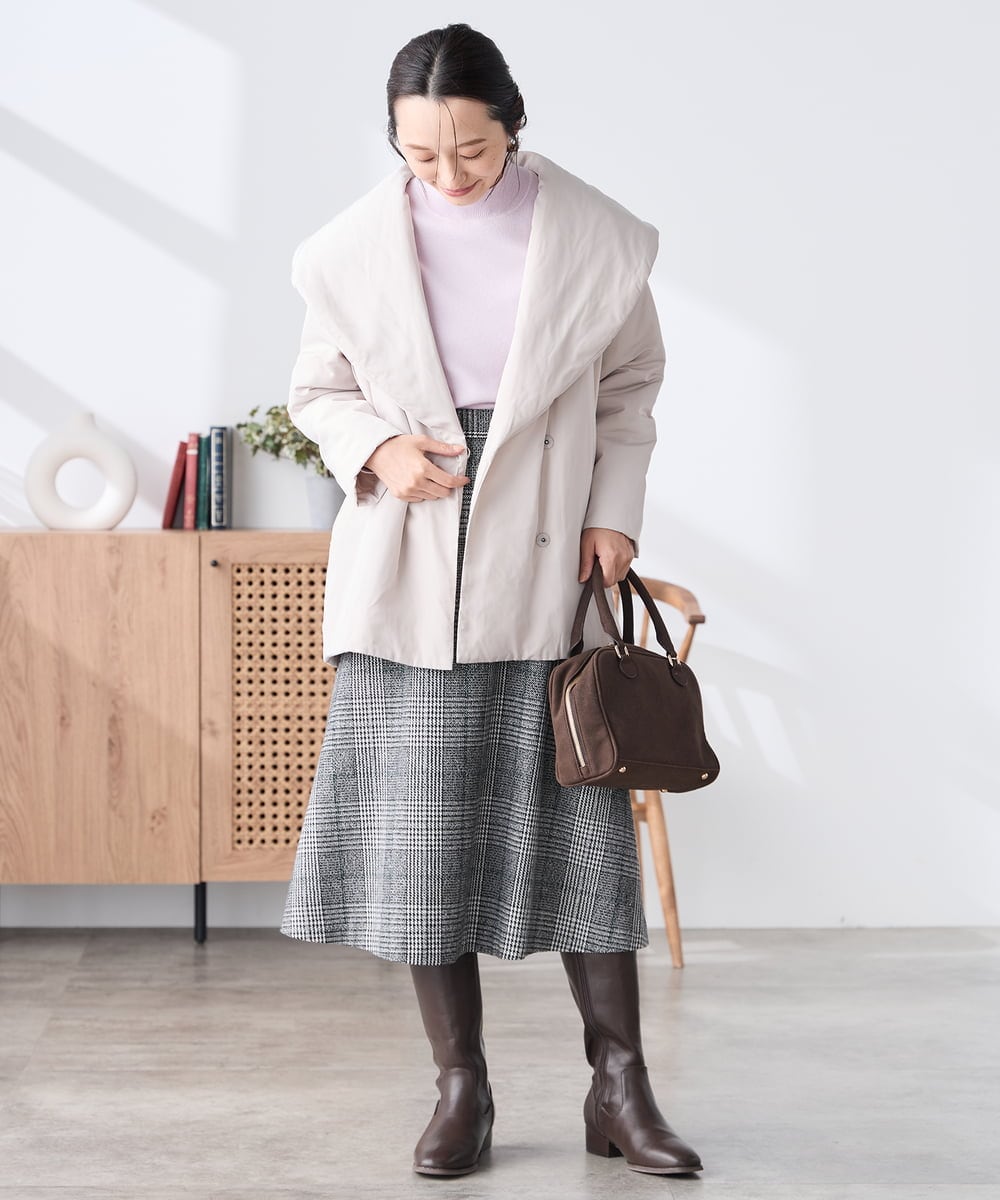 K3HBD19059 a.v.v Elmi(アー・ヴェ・ヴェ) 【低身長サイズ】チェック柄フレアスカート ブラック系