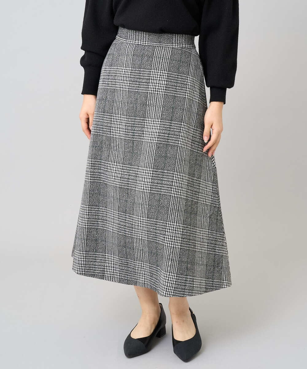 K3HBD19059 a.v.v Elmi(アー・ヴェ・ヴェ) 【低身長サイズ】チェック柄フレアスカート ブラック系