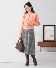 K3HBD19059 a.v.v Elmi(アー・ヴェ・ヴェ) 【低身長サイズ】チェック柄フレアスカート ブラック系