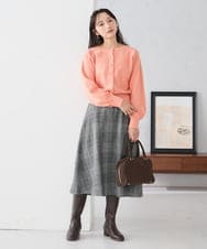 K3HBD19059 a.v.v Elmi(アー・ヴェ・ヴェ) 【低身長サイズ】チェック柄フレアスカート ブラック系