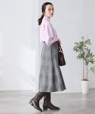 K3HBD19059 a.v.v Elmi(アー・ヴェ・ヴェ) 【低身長サイズ】チェック柄フレアスカート ブラック系