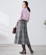 K3HBD19059 a.v.v Elmi(アー・ヴェ・ヴェ) 【低身長サイズ】チェック柄フレアスカート ブラック系