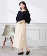 K3HDD07054 a.v.v Elmi(アー・ヴェ・ヴェ) 【低身長サイズ】フラワープリントマーメイドスカート ベージュ