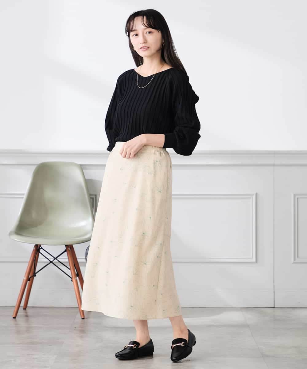 K3HDD07054 a.v.v Elmi(アー・ヴェ・ヴェ) 【低身長サイズ】フラワープリントマーメイドスカート ベージュ