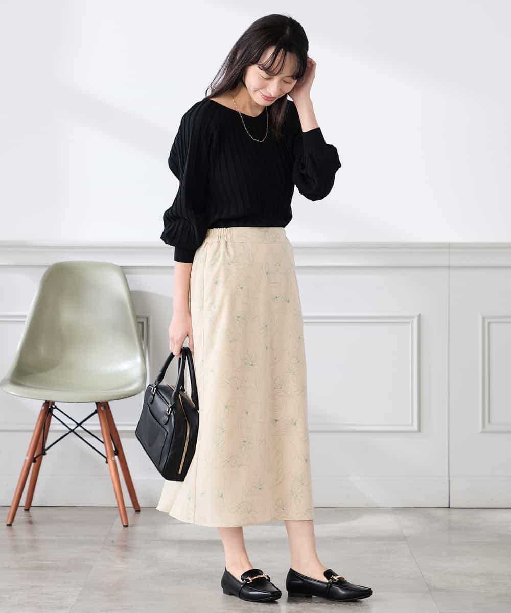 K3HDD07054 a.v.v Elmi(アー・ヴェ・ヴェ) 【低身長サイズ】フラワープリントマーメイドスカート ベージュ