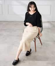 K3HDD07054 a.v.v Elmi(アー・ヴェ・ヴェ) 【低身長サイズ】フラワープリントマーメイドスカート ベージュ