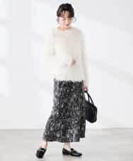 K3HDD07054 a.v.v Elmi(アー・ヴェ・ヴェ) 【低身長サイズ】フラワープリントマーメイドスカート ベージュ