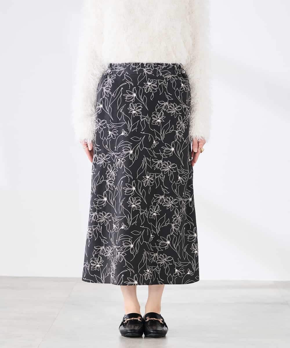 K3HDD07054 a.v.v Elmi(アー・ヴェ・ヴェ) 【低身長サイズ】フラワープリントマーメイドスカート ベージュ