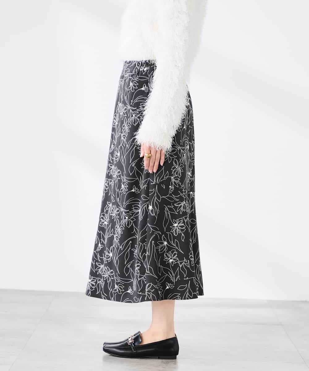 K3HDD07054 a.v.v Elmi(アー・ヴェ・ヴェ) 【低身長サイズ】フラワープリントマーメイドスカート ベージュ