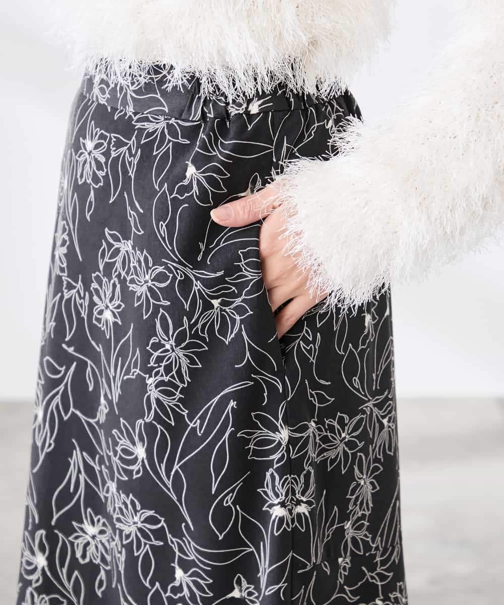 K3HDD07054 a.v.v Elmi(アー・ヴェ・ヴェ) 【低身長サイズ】フラワープリントマーメイドスカート ベージュ