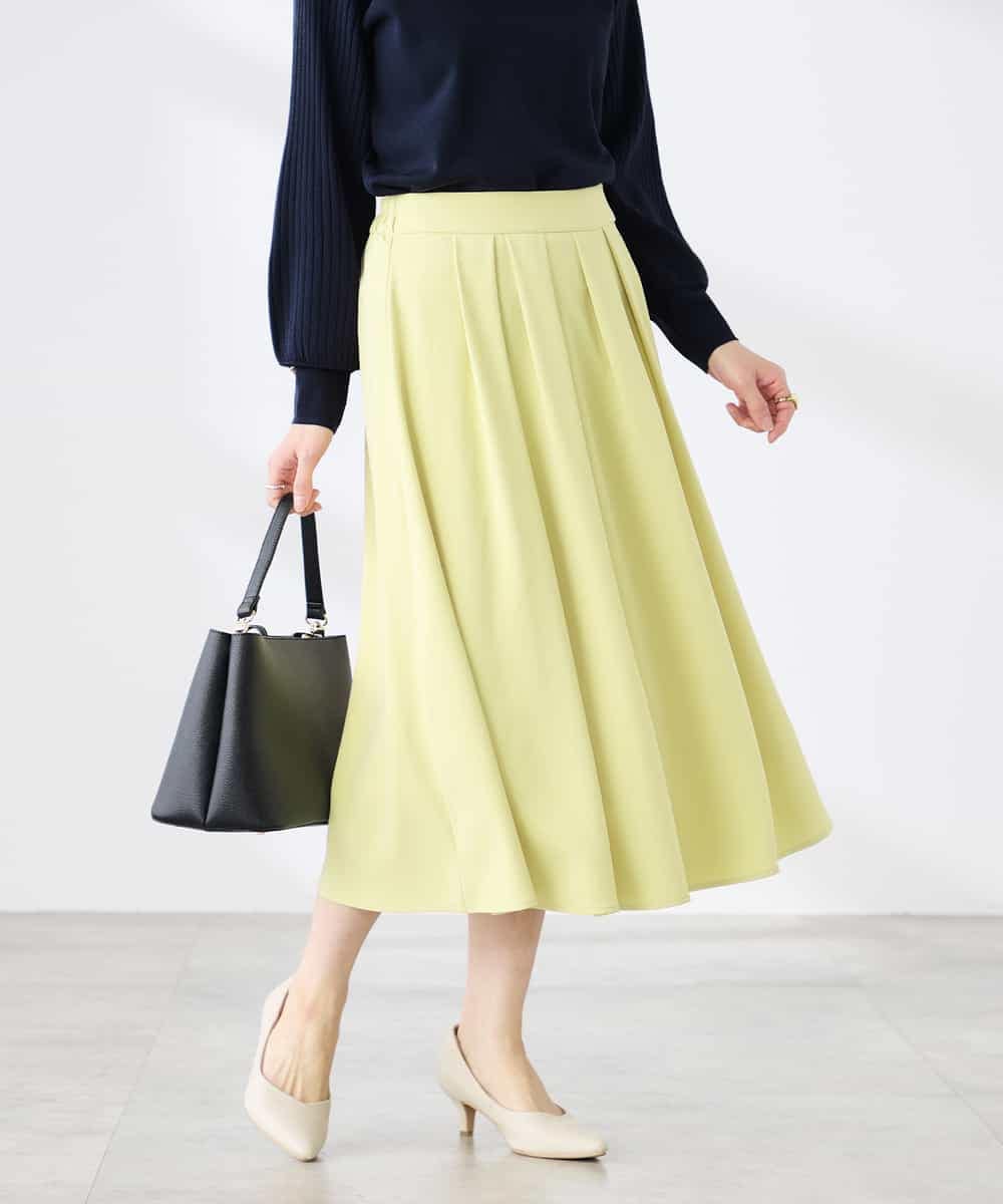 K3HDD09049 a.v.v Elmi(アー・ヴェ・ヴェ) 【低身長サイズ】落ち感フレアスカート ライトイエロー