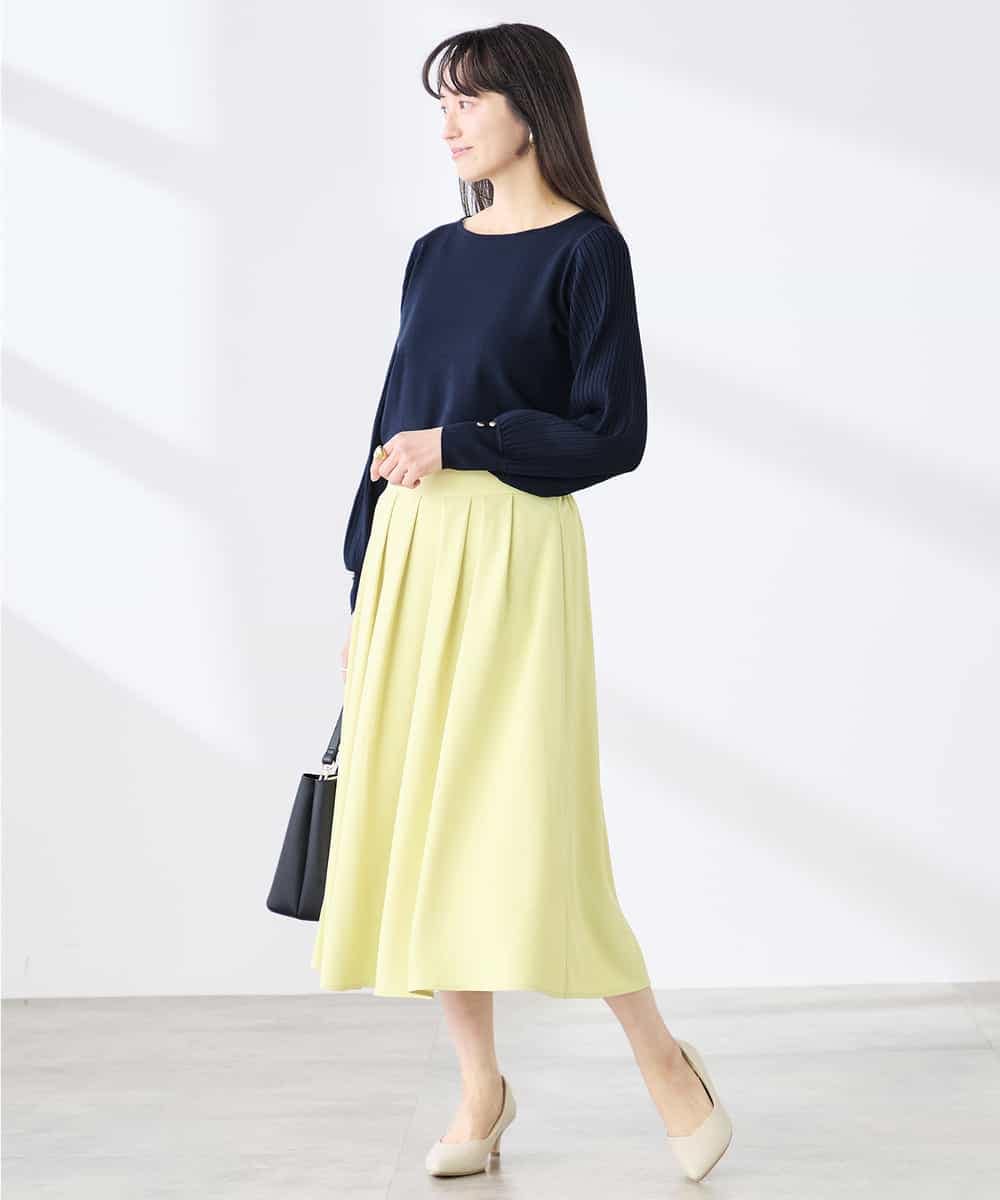 K3HDD09049 a.v.v Elmi(アー・ヴェ・ヴェ) 【低身長サイズ】落ち感フレアスカート ライトイエロー