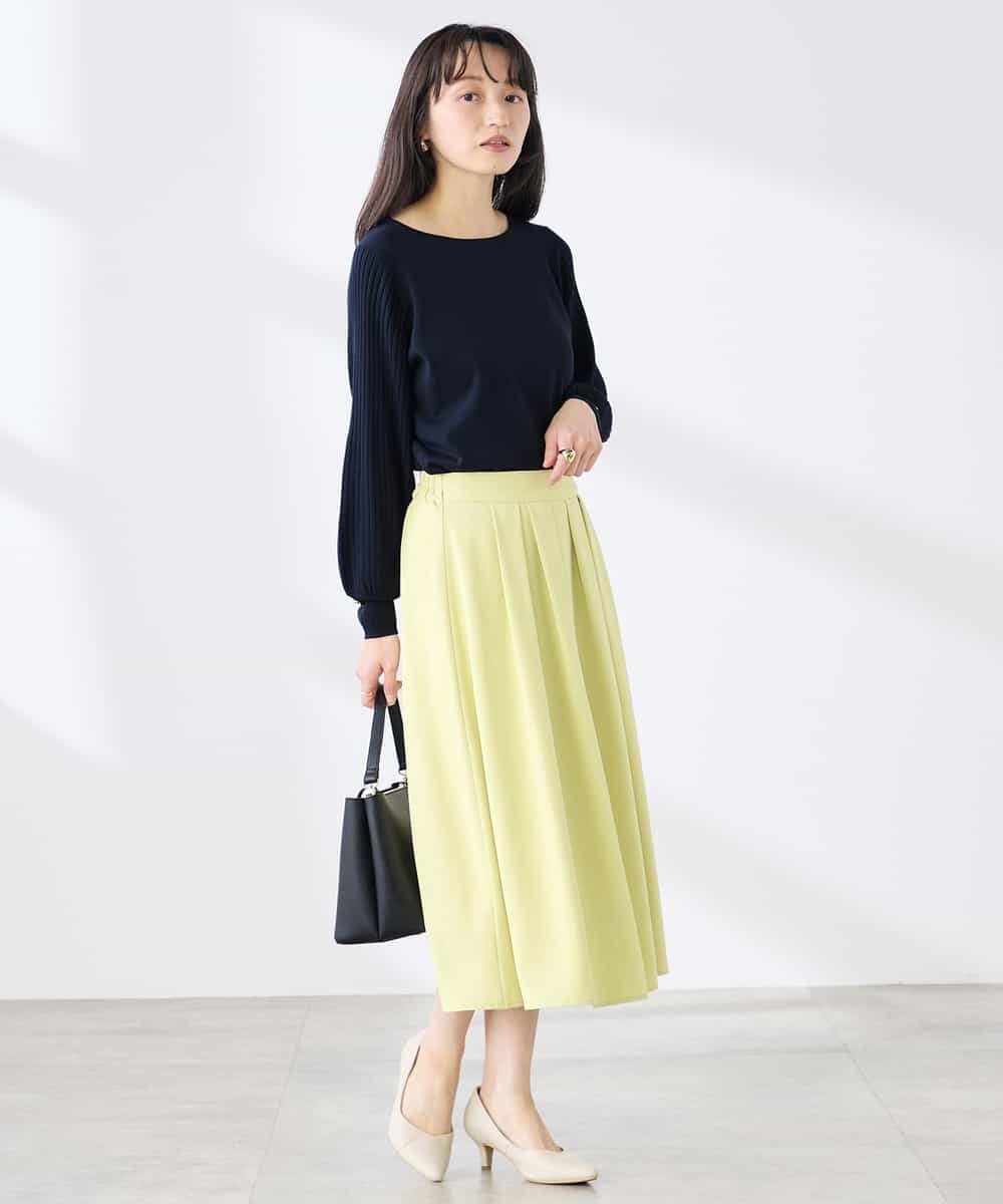 K3HDD09049 a.v.v Elmi(アー・ヴェ・ヴェ) 【低身長サイズ】落ち感フレアスカート ライトイエロー