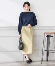 K3HDD10054 a.v.v Elmi(アー・ヴェ・ヴェ) 【低身長サイズ】【洗える】ストレッチナロースカート くすみライトイエロー
