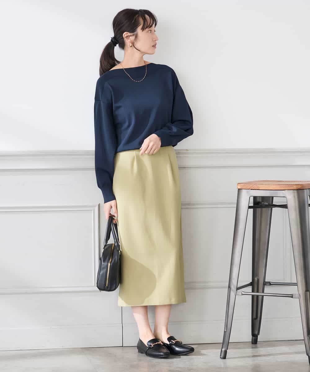 K3HDD10054 a.v.v Elmi(アー・ヴェ・ヴェ) 【低身長サイズ】【洗える】ストレッチナロースカート くすみライトイエロー