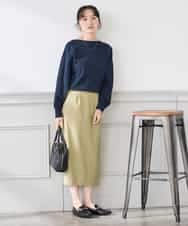 K3HDD10054 a.v.v Elmi(アー・ヴェ・ヴェ) 【低身長サイズ】【洗える】ストレッチナロースカート くすみライトイエロー