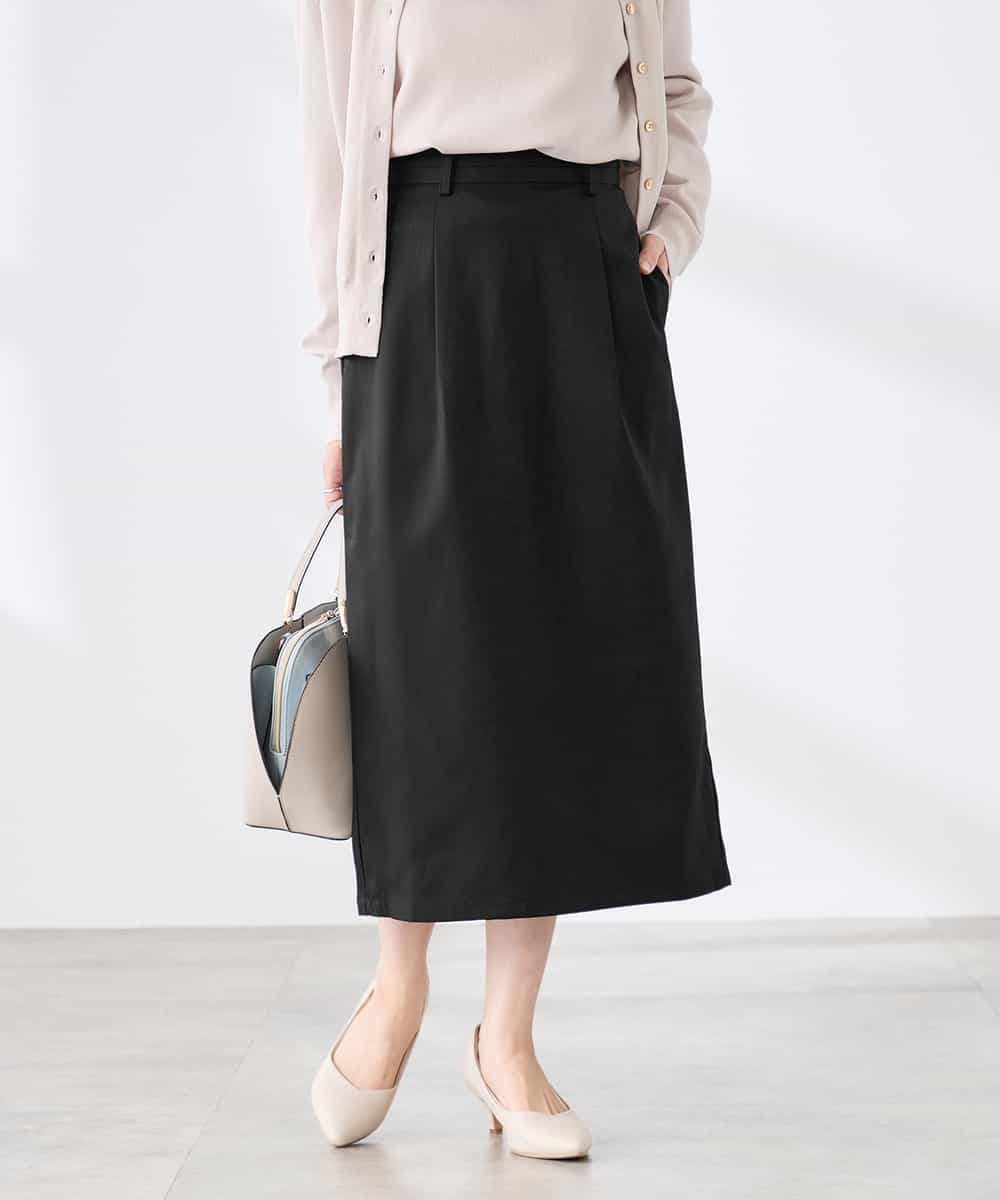 K3HDD10054 a.v.v Elmi(アー・ヴェ・ヴェ) 【低身長サイズ】【洗える】ストレッチナロースカート くすみライトイエロー