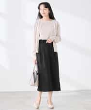 K3HDD10054 a.v.v Elmi(アー・ヴェ・ヴェ) 【低身長サイズ】【洗える】ストレッチナロースカート くすみライトイエロー