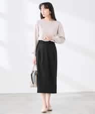 K3HDD10054 a.v.v Elmi(アー・ヴェ・ヴェ) 【低身長サイズ】【洗える】ストレッチナロースカート くすみライトイエロー