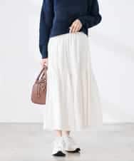 K3HDD12059 a.v.v Elmi(アー・ヴェ・ヴェ) 【低身長サイズ】ナイロン切替スカート ホワイト