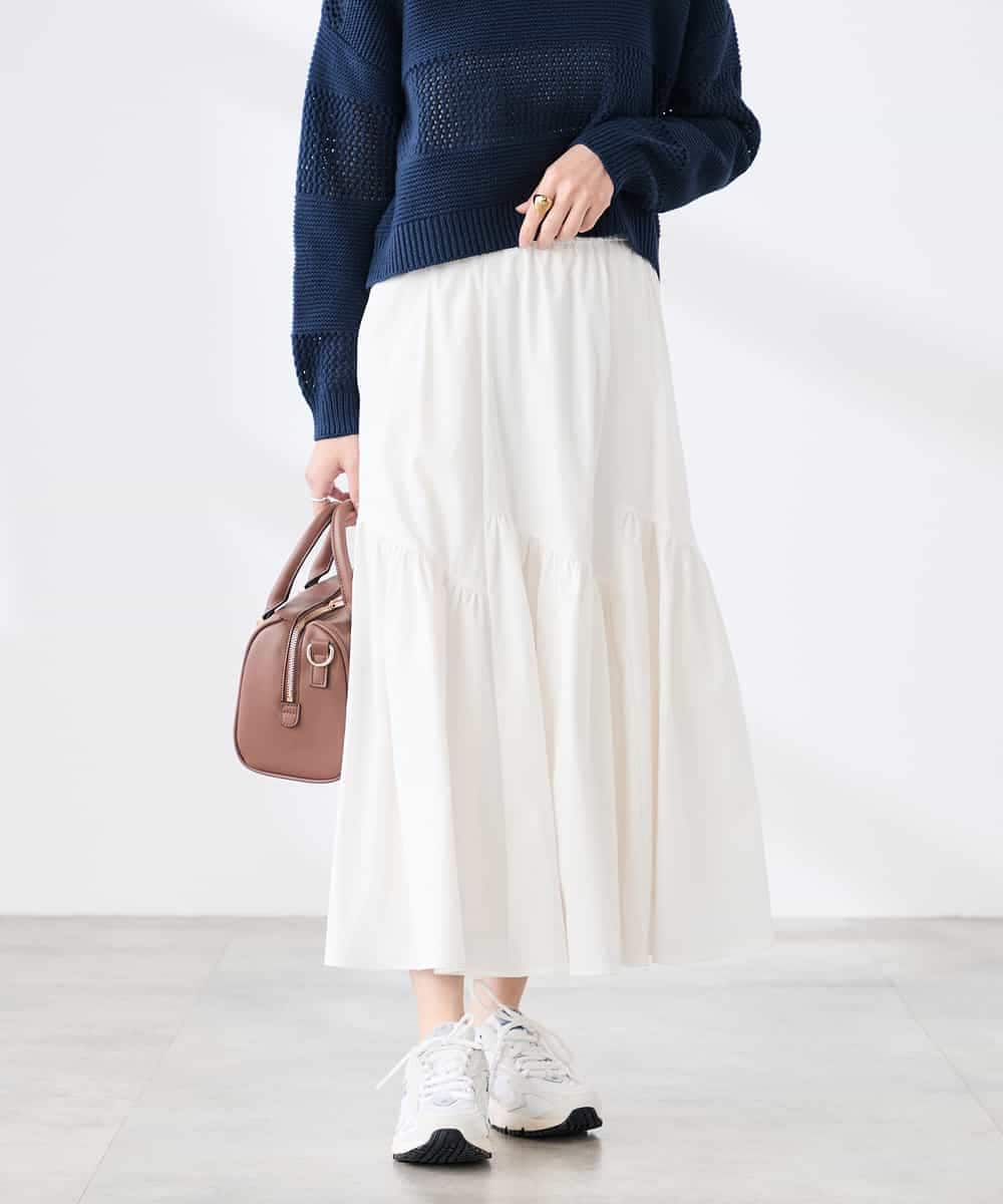 K3HDD12059 a.v.v Elmi(アー・ヴェ・ヴェ) 【低身長サイズ】ナイロン切替スカート ホワイト