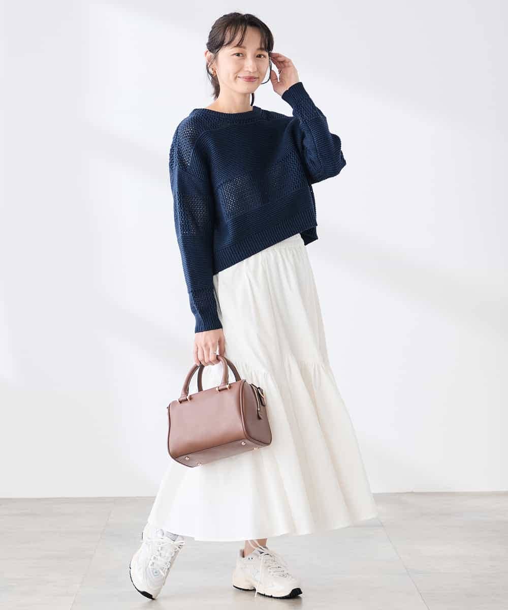 K3HDD12059 a.v.v Elmi(アー・ヴェ・ヴェ) 【低身長サイズ】ナイロン切替スカート ホワイト