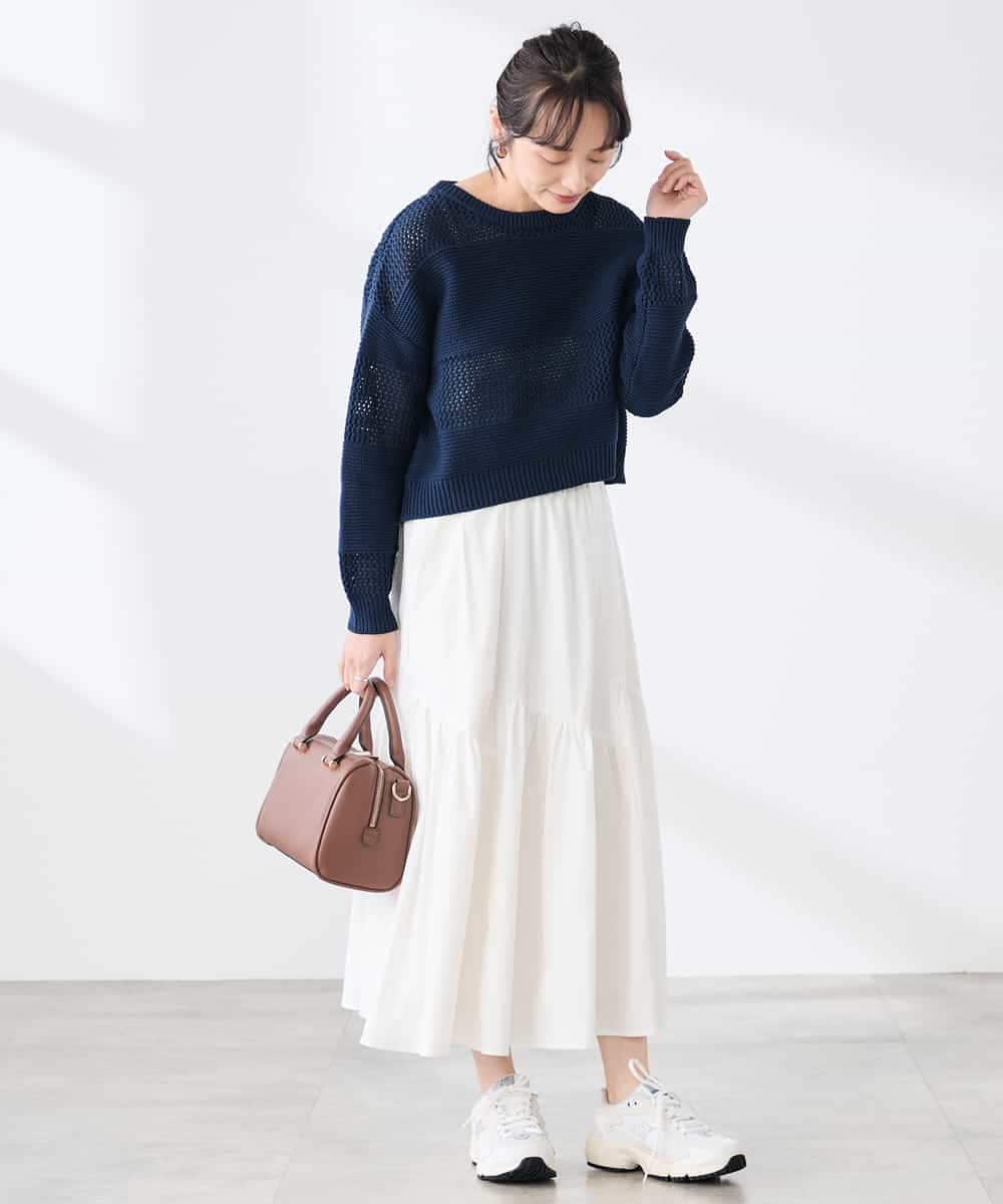 K3HDD12059 a.v.v Elmi(アー・ヴェ・ヴェ) 【低身長サイズ】ナイロン切替スカート ホワイト