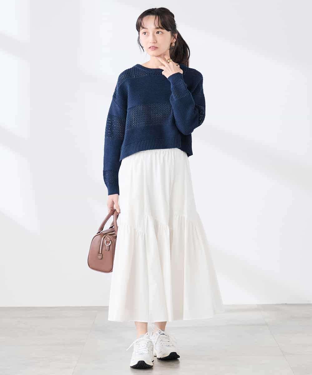 K3HDD12059 a.v.v Elmi(アー・ヴェ・ヴェ) 【低身長サイズ】ナイロン切替スカート ホワイト