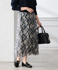 K3HDD23064 a.v.v Elmi(アー・ヴェ・ヴェ) 【低身長サイズ】チェック柄チュールスカート ベージュ