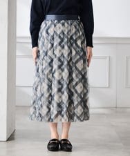 K3HDD23064 a.v.v Elmi(アー・ヴェ・ヴェ) 【低身長サイズ】チェック柄チュールスカート ベージュ