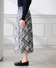 K3HDD23064 a.v.v Elmi(アー・ヴェ・ヴェ) 【低身長サイズ】チェック柄チュールスカート ベージュ