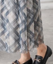 K3HDD23064 a.v.v Elmi(アー・ヴェ・ヴェ) 【低身長サイズ】チェック柄チュールスカート ベージュ