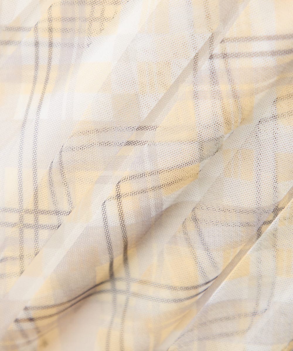 K3HDD23064 a.v.v Elmi(アー・ヴェ・ヴェ) 【低身長サイズ】チェック柄チュールスカート ベージュ