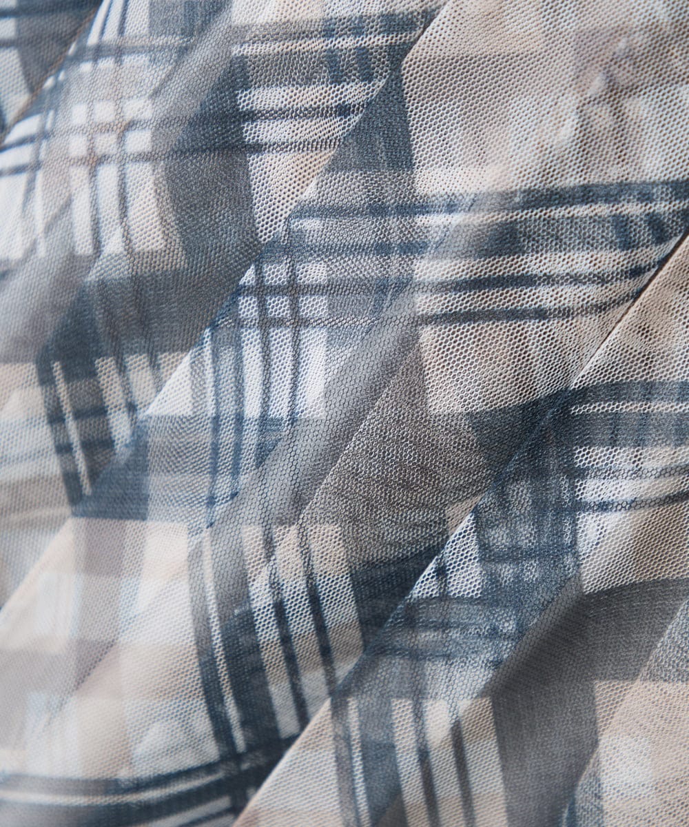 K3HDD23064 a.v.v Elmi(アー・ヴェ・ヴェ) 【低身長サイズ】チェック柄チュールスカート ベージュ