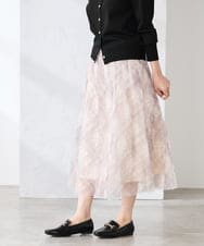 K3HDD23064 a.v.v Elmi(アー・ヴェ・ヴェ) 【低身長サイズ】チェック柄チュールスカート ベージュ