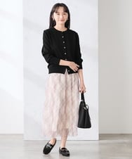 K3HDD23064 a.v.v Elmi(アー・ヴェ・ヴェ) 【低身長サイズ】チェック柄チュールスカート ベージュ