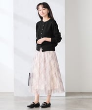 K3HDD23064 a.v.v Elmi(アー・ヴェ・ヴェ) 【低身長サイズ】チェック柄チュールスカート ベージュ