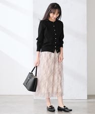 K3HDD23064 a.v.v Elmi(アー・ヴェ・ヴェ) 【低身長サイズ】チェック柄チュールスカート ベージュ