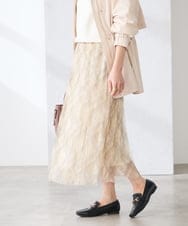 K3HDD23064 a.v.v Elmi(アー・ヴェ・ヴェ) 【低身長サイズ】チェック柄チュールスカート ベージュ