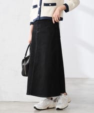 K3HFD02059 a.v.v Elmi(アー・ヴェ・ヴェ) 【低身長サイズ】Aラインデニムスカート ライトグレー